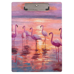 Sonnenuntergang Rosa Flamingo Aquarell Szene Klemm Klemmbrett