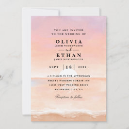 Sonnenuntergang Rosa Strand Hochzeit Einladungen