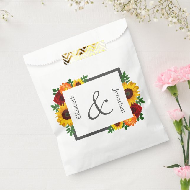 Sonnenuntergang Rose Blumenblume Hochzeit Geschenktütchen (Versiegelt)