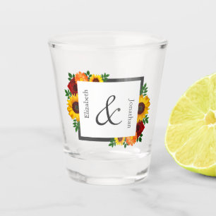 Sonnenuntergang Rose Blumenblume Hochzeit Schnapsglas