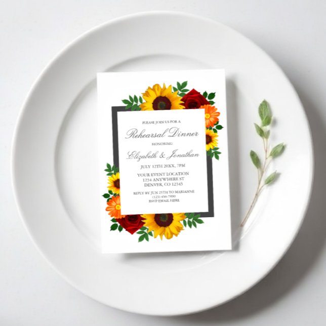 Sonnenuntergang Rose Blumenstrauß Probe Abendessen Einladung (Von Creator hochgeladen)