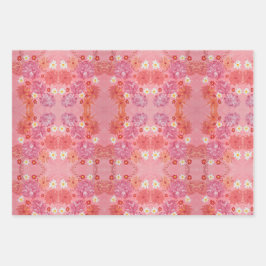 Sonnenuntergang Rose Blumenwackelpapier Geschenkpapier Set