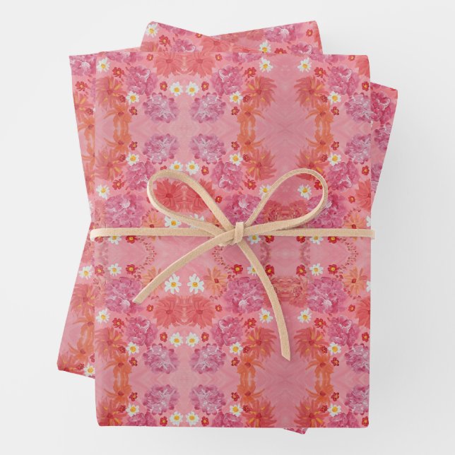 Sonnenuntergang Rose Blumenwackelpapier Geschenkpapier Set (Beispiel)