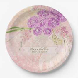 Sonnenuntergang-Rosé handgemalt  Blush-Bogen-Blume Pappteller