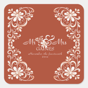 Sonnenuntergang Rost Shabby Chic Herr und Frau Hoc Quadratischer Aufkleber