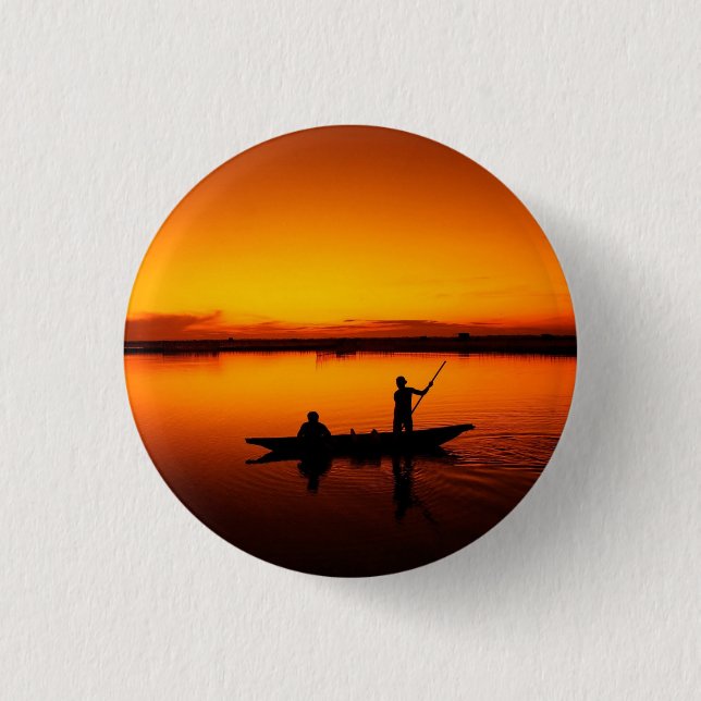 Sonnenuntergang, Ruderboot Silhouette-16497 Button (Vorderseite)