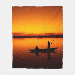 Sonnenuntergang, Ruderboot Silhouette-16497 Fleecedecke