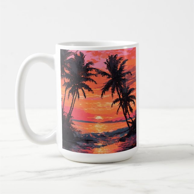 Sonnenuntergang Ruhe Strand Szene Kaffeetasse (Links)