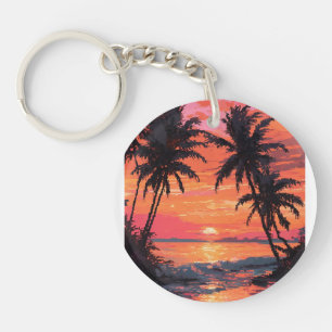 Sonnenuntergang Ruhe Strand Szene Schlüsselanhänger
