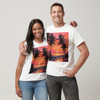Sonnenuntergang Ruhe Strand Szene T-Shirt