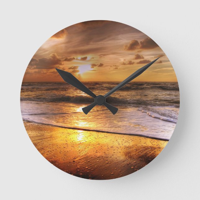 Sonnenuntergang Runde Wanduhr (Vorderseite)