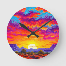 Sonnenuntergang Runde Wanduhr
