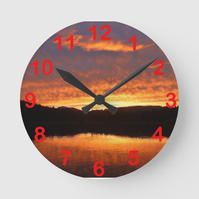 Sonnenuntergang Runde Wanduhr (Vorderseite)
