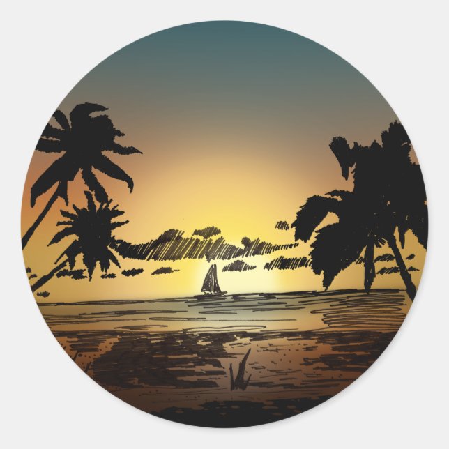Sonnenuntergang Runder Aufkleber (Vorderseite)
