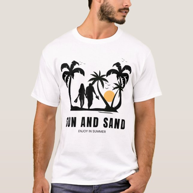 Sonnenuntergang: Sandstrand und Sonnenschein T-Shirt (Vorderseite)