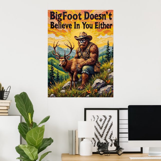 Sonnenuntergang: Sasquatch und die Fauna Poster (Heimbüro)