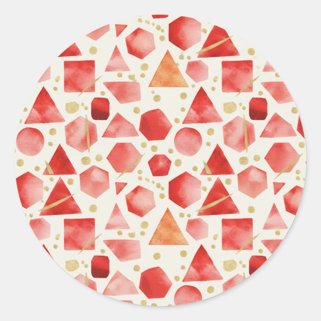 Sonnenuntergang Scharlachrot & Rost Wasserfarben G Runder Aufkleber (Vorderseite)