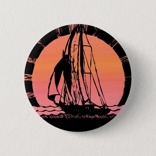 Sonnenuntergang-Schiff Button (Vorderseite)