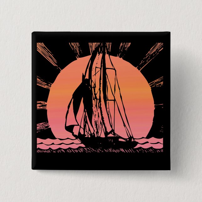 Sonnenuntergang-Schiff Button (Vorderseite)