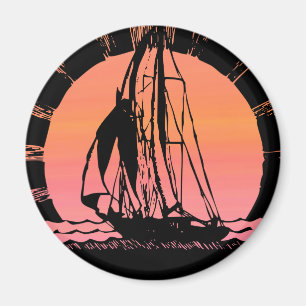 Sonnenuntergang-Schiff Magnet