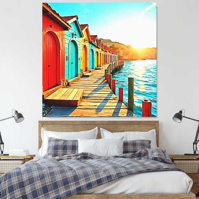 Sonnenuntergang: Seaside Hues Leinwanddruck (Insitu (Schlafzimmer))