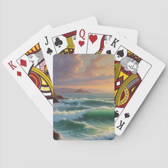 Sonnenuntergang Seeanstrich Malerei Spielkarten (Rückseite)