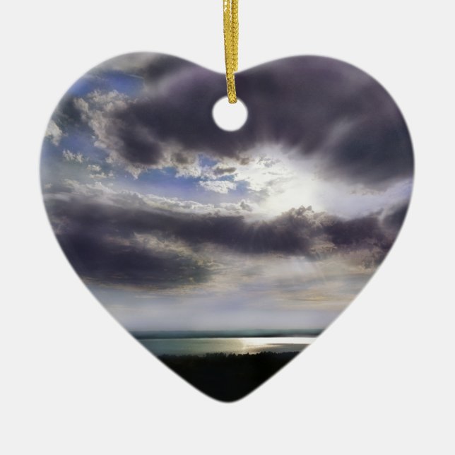 Sonnenuntergang Seepromenade Skyline Ozean Malerei Keramikornament (Vorne)