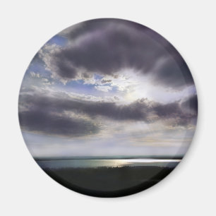 Sonnenuntergang Seepromenade Skyline Ozean Malerei Magnet