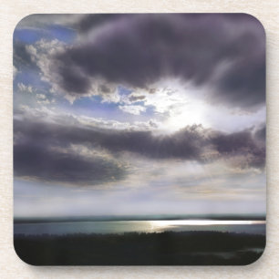 Sonnenuntergang Seepromenade Skyline Ozean Malerei Untersetzer