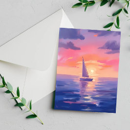 Sonnenuntergang Segel Aquarell Pastell Lila Malere
