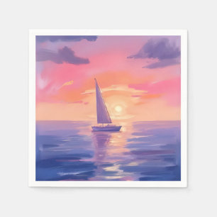 Sonnenuntergang Segel Wasserfarbe Pastell Lila Mal Serviette
