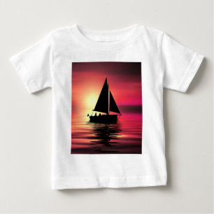 Sonnenuntergang, Segelboot im Meer-39186 Baby T-shirt