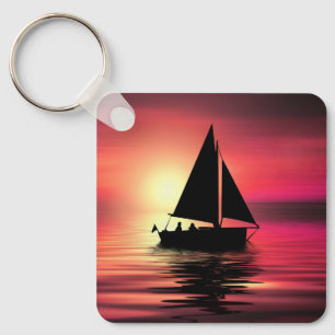 Sonnenuntergang, Segelboot im Meer-39186 Schlüsselanhänger
