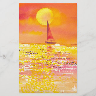 Sonnenuntergang-Segelboot stationär Briefpapier