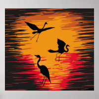 Sonnenuntergang-Silhouette: Farbenfrohe Vintage Rü