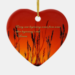 Sonnenuntergang-Silhouette Inspirational Keramik Ornament