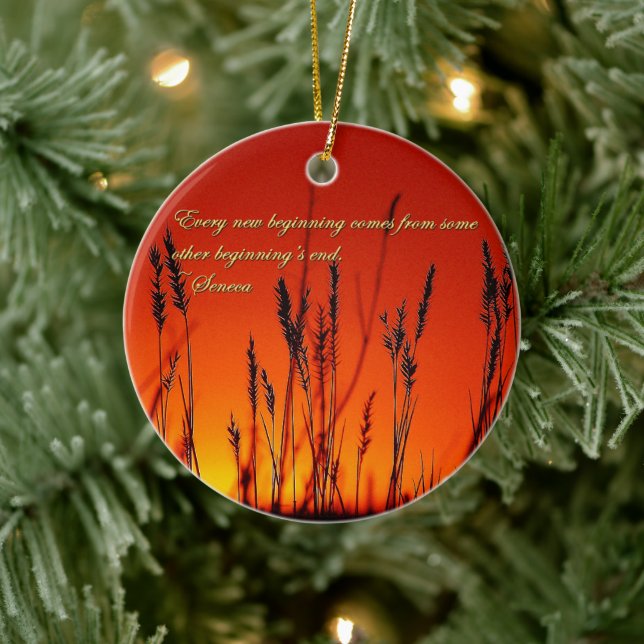 Sonnenuntergang-Silhouette Inspirational Keramik Ornament (Baum)