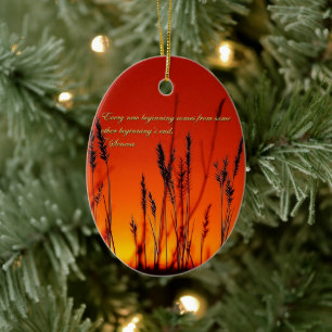 Sonnenuntergang-Silhouette Inspirational Keramikornament