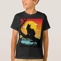 Sonnenuntergang Silhouette Katze und Baum