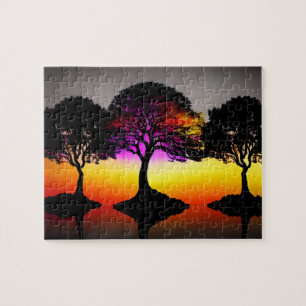 Sonnenuntergang Silhouette Kunst, Dichtung und Mus Puzzle