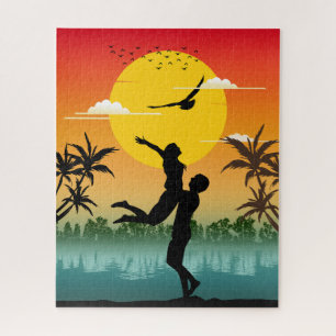 Sonnenuntergang Silhouette Liebhaber Sommer Stimmu Puzzle