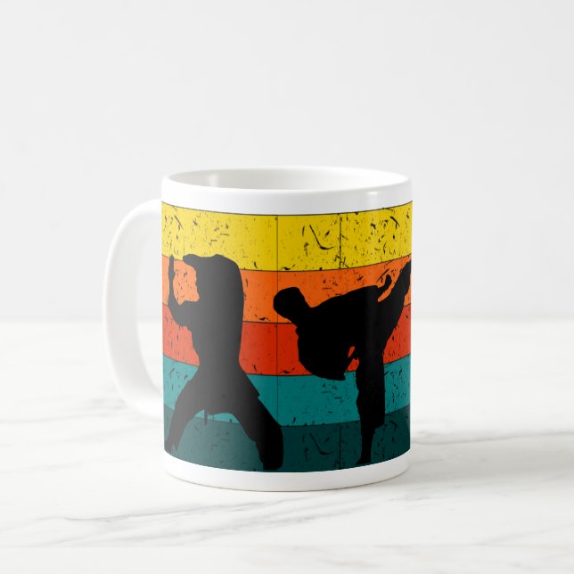 Sonnenuntergang Silhouette Martial Arts Mastering Kaffeetasse (Vorderseite Links)