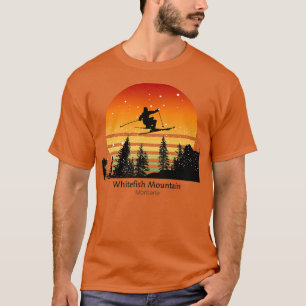 Sonnenuntergang Skifahren bei Whitefish Mountain M T-Shirt