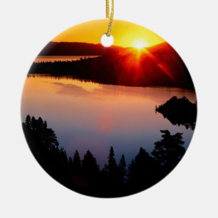 Sonnenuntergang-Smaragdbucht Lake Tahoe Keramikornament