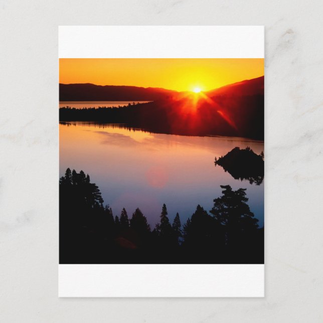 Sonnenuntergang-Smaragdbucht Lake Tahoe Postkarte (Vorderseite)