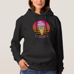 Sonnenuntergang Sommereiscreme mit Herzsonnenbrill Hoodie
