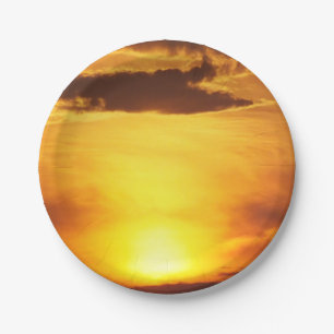 Sonnenuntergang, Sonne, Himmel, Landschaft, Sonnen Pappteller