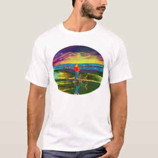 Sonnenuntergang-Stoß mit einem Hund… T-Shirt