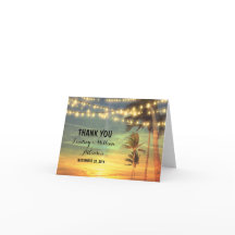 Sonnenuntergang Strand Hochzeit danke Karten