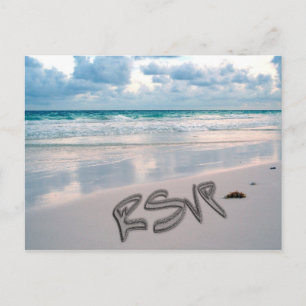 Sonnenuntergang-Strand-Hochzeit UAWG Einladungspostkarte